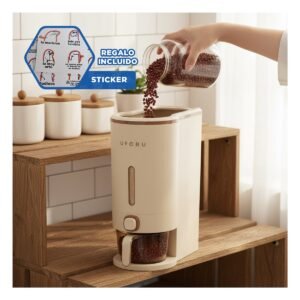Dispensador de Granos Marron y Crema 10L para Guardar Alimentos Y+Regalo Sticker