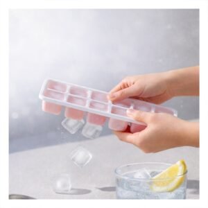 Molde de Silicona Rosado 7x2 para Hielo con Tapa de Gran Calidad