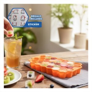 Bandeja de Hielo de Estilo Moderno 20,5x12cm Naranja en su Hogar Y+Regalo Sticker