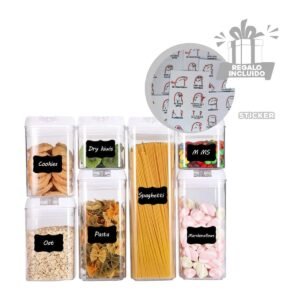 Juego Acrílico Contenedores 7 Piezas Transparente Perfecto para Almacenaje Y+Regalo Sticker