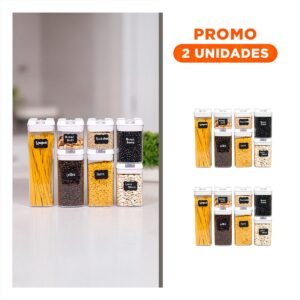 Pack2 Recipiente Acrílico Contenedores 7 Piezas Transparente Ideal para Cocina