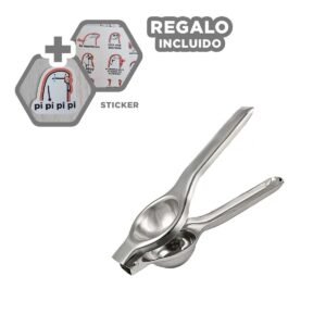 Exprimidor de Limon en Medida 21 cm x 6 cm con Acabado Metal en Color Plateado Y+Regalo Sticker