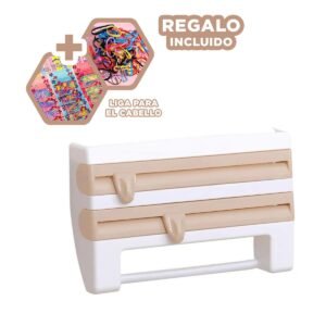 Dispensador Papel Aluminio y Toalla Beige de Material Fuerte en Hogar Y+Regalo Sticker