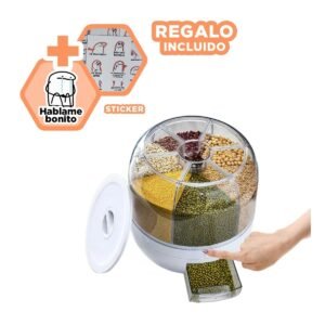 Dispensador Giratorio Blanco 6kg de Material Fuerte en su Hogar Y+Regalo Sticker