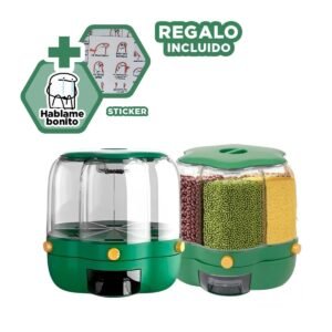 Dispensador Giratorio Verde 6 kg de Material Fuerte en su Hogar Y+Regalo Sticker