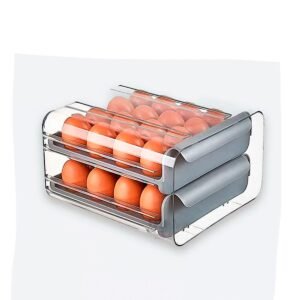 Organizador Doble Acrilico para Huevos en Color Plomo con Acceso Deslizante Frontal