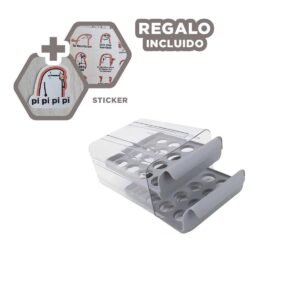 Organizador para Refrigerador Color Plomo con Formato Vertical Doble Acrilico Y+Regalo Sticker