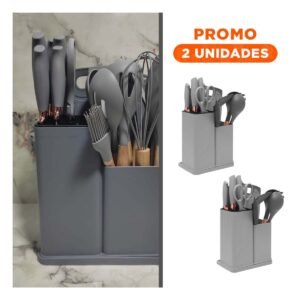 Pack2 Utensilios Cocina Profesional en Plomo con Estructura Acero Inoxidable