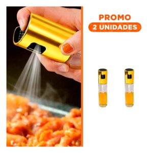 Pack2 Aceitero en Spray Dorado 100ml con Botella de Vidrio para Cocina