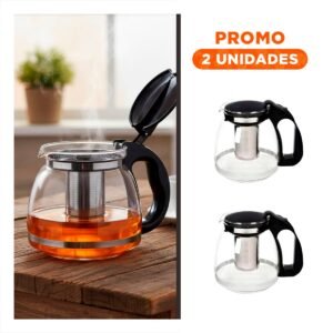 Pack2 Tetera de Vidrio con Filtro 2 Lt para Te Aromatico y Relajante en Casa