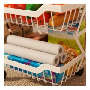 Verdulero Plegable de 4 Pisos Color Blanco con Estructura en Acero Carbonado para Cocina