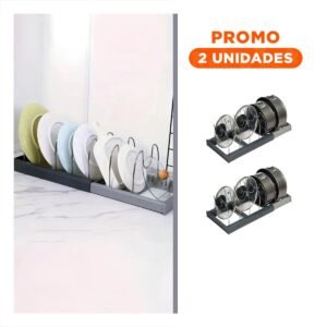 Pack2 Estante Industrial Plateado para Platos y Tapas de Acero Inoxidable