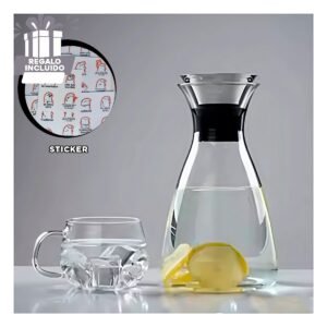 Jarra para Agua y Refrescos Diarios Transparente 1600 ML Y+Regalo Sticker