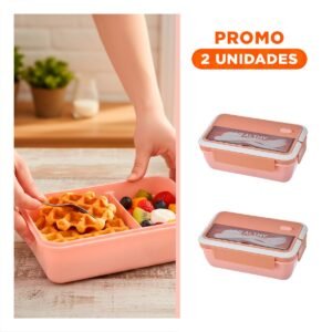 Pack2 Contenedor Seguro para Almacenamiento Diario 1100ml y cubiertos Melon