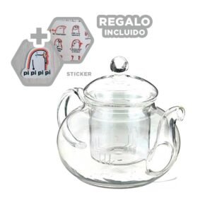 Tetera Transparente Perfecta para Reuniones y Oficina 800 ML Y+Regalo Sticker