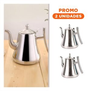 Pack2 Tetera Cafetera De 2,0L Con Filtro Plateado Para Uso Diario En Cocina