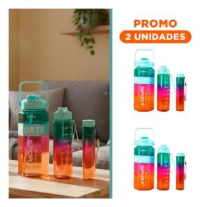 Pack2 Envase Trio Transparente Celeste Fucsia y Amarillo Mantiene Bebidas