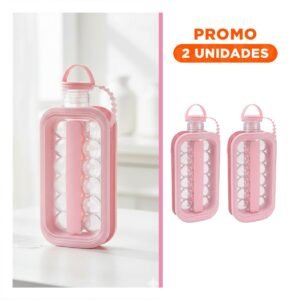 Pack2 Envase para Crear Cubos de Hielo y Mantener Bebidas Frias Rosado