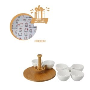 Bandeja Giratoria de 6 Bowls para Decorar y Organizar la Cocina Y+Regalo Sticker