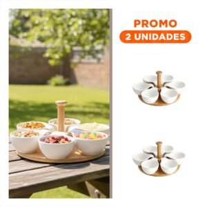 Pack2 Plato Giratorio de 6 Bowls para Organizar Salsas y Aperitivos