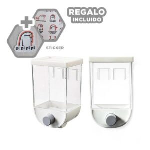 Dispensador de Menestra Pared Blanco 1kg de Material Fuerte en Hogar Y+Regalo Sticker