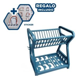 Soporte de Secado Azul para una Organizacion de dos Pisos Y+Regalo Sticker