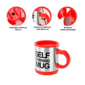 Vaso Batidor Portatil 400 ml con 2 Pilas AAA para Cocina y Hogar Rojo