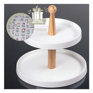 Bandeja 2 Niveles de Ceramica para Uso Diario y Decoracion de Cocina Y+Regalo Sticker