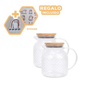 Jarra de Vidrio con Tapa de Madera para Reuniones Familiares Transparente Y+Regalo Sticker