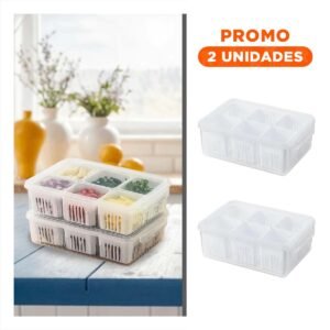 Pack2 Recipientes Escurridores para Frutas y Verduras 6 en 1 Blanco