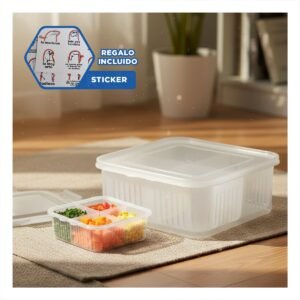 Contenedores Escurridores para Lavar Frutas y Verduras 4 en 1 Transparente Y+Regalo Sticker