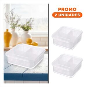 Pack2 Recipientes Escurridores para Frutas y Verduras 4 en 1 Transparente Cocina