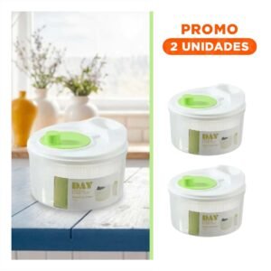 Pack2 Centrifugador Manual de Cocina para Verduras y Frutas Blanco con Verde DAY