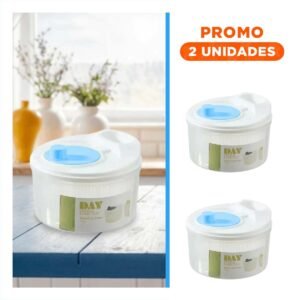 Pack2 Centrifugador Manual de Cocina para Verduras y Frutas Blanco con Azul DAY