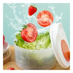 Escurridor Centrifugador Giratorio para Verduras y Frutas Blanco con Naranja DAY