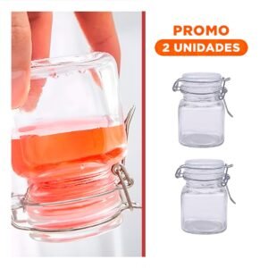 Pack2 Envase de Vidrio de 100 Ml Multiuso con Tapa y Cierre Seguro para Casa