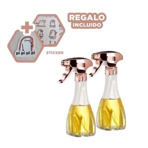 Dispensador de Aceite Spray 240ml Oro Rosa Practico y Funcional para Sazonar Y+Regalo Sticker