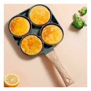 Sarten Antiadherente de 4 Divisiones en Color Plomo para Huevos Caseros