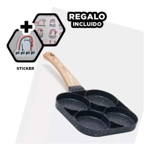Sarten Antiadherente de 4 Divisiones en Plomo para Comidas Familiares Y+Regalo Sticker