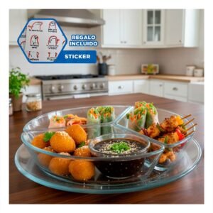 Organizador de Mesa Transparente 3 Divisiones de Estilo Fino en su Hogar Y+Regalo Sticker