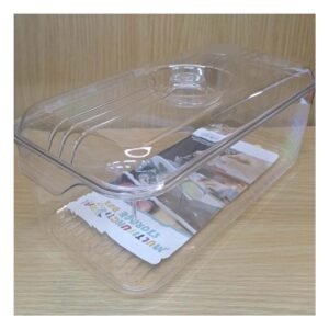 Charola de Acrilico Rectangular con Tapa Ovalada y Desague 30x16x11cm Transparente