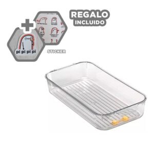 Bandeja Multiuso de Refrigerador con Asas Pequeñas 30x16x7cm Transparente Y+Regalo Sticker