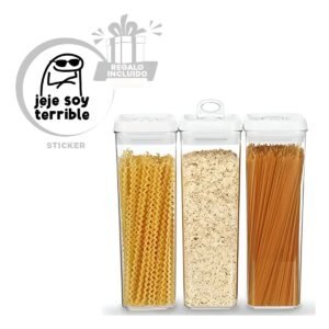 Frasco Acrilico Para Mantener Granos Frescos Tapa Blanca 1900ml Y+Regalo Sticker