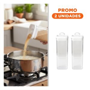 Pack2 Tarro Acrilico Con Tapa Palanca Blanca 1900ml