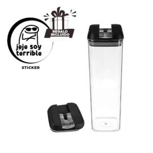 Frasco Acrilico Para Mantener Granos Frescos Tapa Palanca Negro 1900ml Y+Regalo Sticker