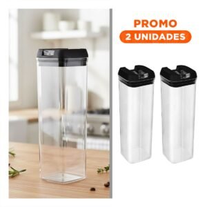 Pack2 Tarro Acrilico Con Tapa Palanca Negro 1900ml Hermetico