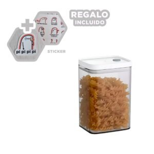 Frasco Acrilico para Snacks y Condimentos Tapa Blanca Punto Plomo 1100ml Y+Regalo Sticker