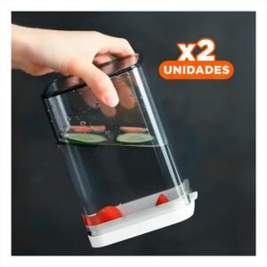 Pack2 Tarro Acrilico con Tapa Blanca Punto Plomo 1100ml Hermetic