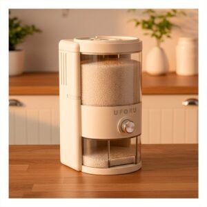Dispensador de Granos 10L de Color Crema y Transparente para Cocina y Mesa