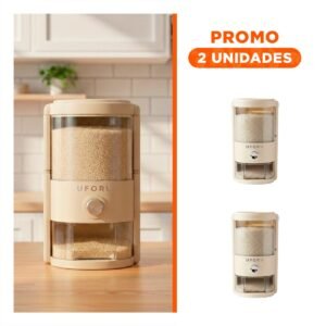 Pack2 Recipiente de Dispensador 10L de Color Crema y Transparente para Guardar Alimentos